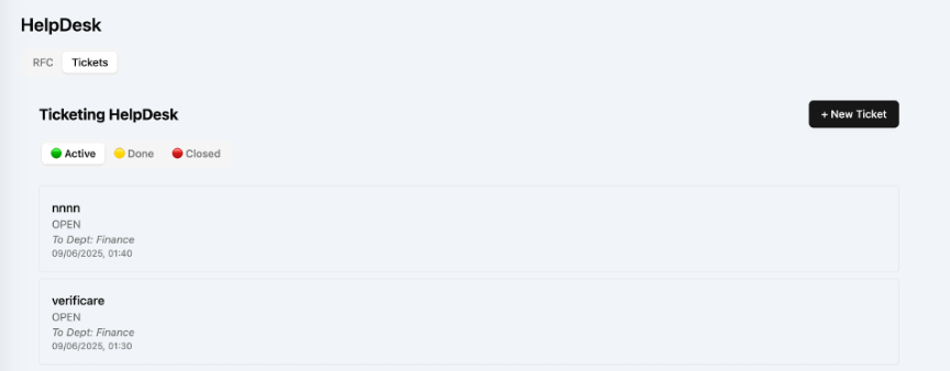 HelpDesk – taburi RFC & Tickets