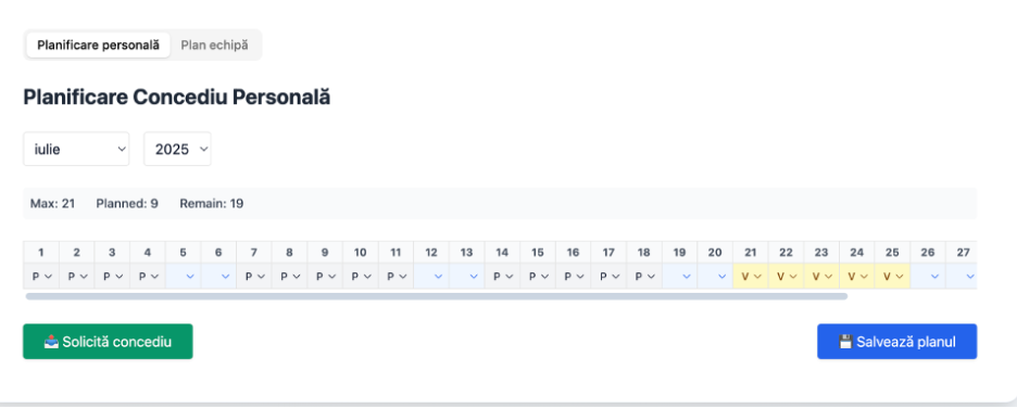 Planner – Working Days: calendar zile lucrătoare & libere